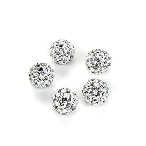 Adabele DB10-1 Sonnenfänger-Perlen mit Strasssteinen, 10 mm, transparent, Weiß, 50 Stück von Adabele