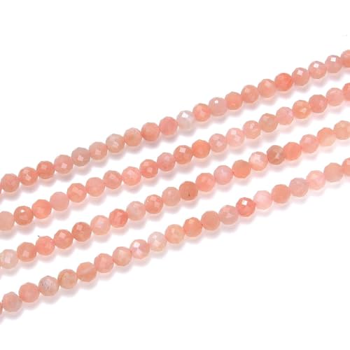 Adabele GK3-19 natürlicher rosa Mondstein, Heilstein, 3 mm, winzige, kleine, facettierte, runde lose Perlen, Abstandshalter (100–110 Stück) für Bastel- und Schmuckherstellung, 1 Strang von Adabele