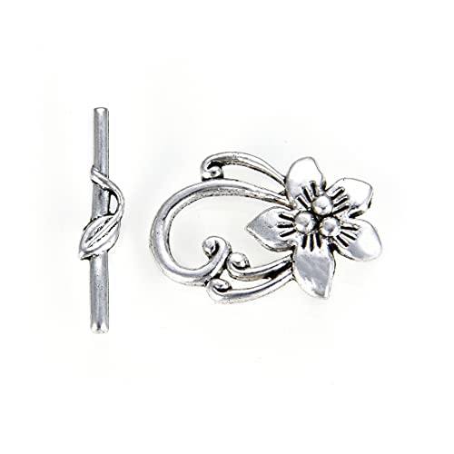 Adabele Knebelverschluss mit blühender Blume, 30 mm, großer T-Verschluss, Antiksilber, für Halsketten, Armbänder, Handwerk, Schmuckherstellung, MC-AF16, 10 Sets Adabele Knebelverschluss mit blühender Blume, 30 mm, großer T-Verschluss, Antiksilber, für Halsketten, Armbänder, Handwerk, Schmuckherstellung, MC-AF16, 10 Sets von Adabele