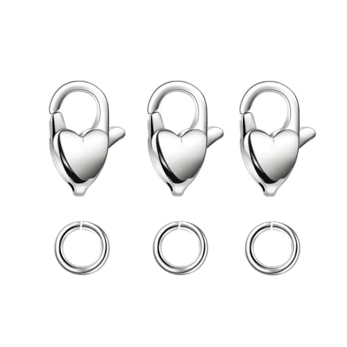 Adabele SJF8-1 Chirurgenstahl der Güteklasse 304, 14 mm, herzförmiger Triggerverschluss, hypoallergen, für Schmuckherstellung, 20 Stück von Adabele