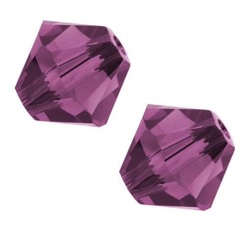 Adabele österreichische 4 mm kleine, facettierte, lose Doppelkegel-Kristallperlen, Amethyst, kompatibel mit Swarovski-Kristallen 5301/5328 SSB411, 200 Stück von Adabele