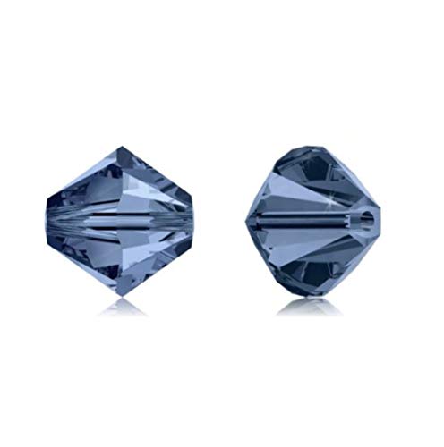 Adabele österreichische Kristallperlen, 4 mm, klein, facettiert, lose Doppelkegel, kompatibel mit Swarovski-Kristallen Preciosa 5301/5328 SSB420, dunkles Indigo, 200 Stück von Adabele