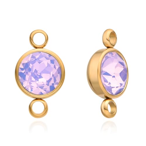 CCP35-10 Adabele vergoldeter Edelstahl, Oktober rosa Opal, 6 mm, Geburtsstein, Verbindungsglieder, anlaufgeschützt, für Schmuckherstellung, 20 Stück von Adabele