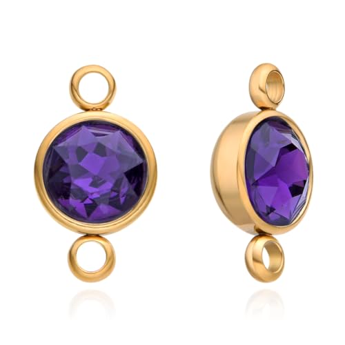 CCP37-2 Adabele vergoldeter Edelstahl Februar Amethyst, Violett, 10 mm, Geburtsstein, Verbindungsglieder, anlaufgeschützt, für Schmuckherstellung, 5 Stück von Adabele