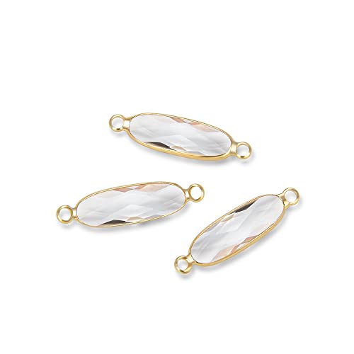 CCP9-G4 Adabele Diamant-Geburtsstein, klar, 21 mm, rechteckiger Stab, 18 Karat Gelbgold, Kristall-Strass-Perlen für DIY-Handwerk, Schmuckherstellung, 5 Stück von Adabele