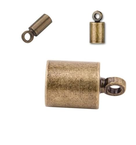 CF56-2 Rundrohr-Endkappen, Zylinderkleber in antikem bronzefarbenem Messing, für 1,5 mm Kordel, Perlendraht, Faden, DIY, Handwerk, Schmuckherstellung, 100 Stück von Adabele