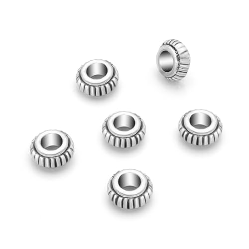 MC-S3 Rad-Rondelle, 7,3 mm, kleine, lose Perlen, Antik-Silber, Abstandshalter (großes Loch 3,5 mm) für Armbänder, Halsketten, Ohrringe, Schmuckherstellung, 400 Stück von Adabele