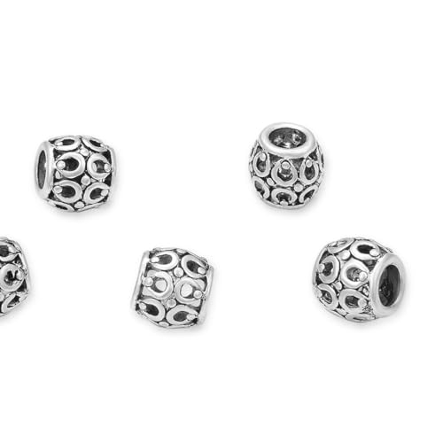 MEC-F10 niedliche Doppelkrone, großes Loch, runde lose Perlen (4,5 mm Loch), Antik-Silber, Metall-Abstandshalter für Bastelarbeiten, Schmuckherstellung, 40 Stück von Adabele