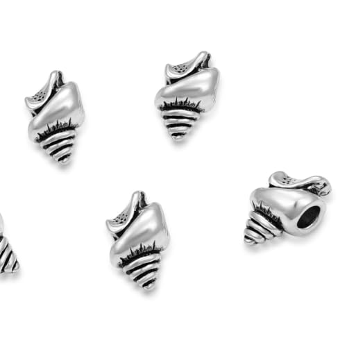 MEC-F11 niedliche Eiscreme-Perlen mit großem Loch, lose Perlen (4,5 mm Loch), Antik-Silber, Metall-Abstandshalter für Bastelarbeiten, Schmuckherstellung, 40 Stück von Adabele