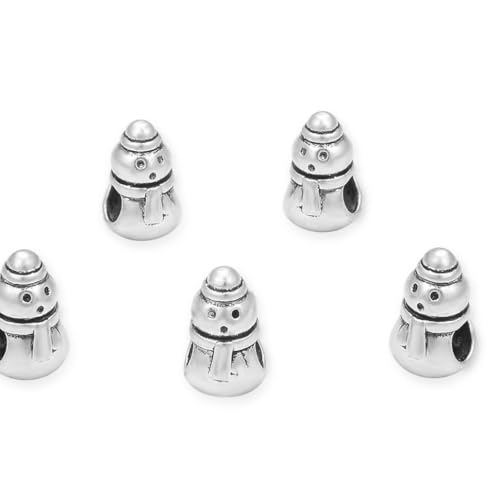 MEC-F2 Perlen mit niedlichem Schneemann, großes Loch, lose Perlen (4,5 mm Loch), Antik-Silber, Metall-Abstandshalter für Bastelarbeiten, Schmuckherstellung, 40 Stück von Adabele