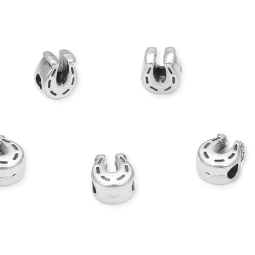 MEC-F4 Süßes Hufeisen-Symbol des Glücks, großes Loch, lose Perlen (4,5 mm Loch), Antik-Silber, Metall-Abstandshalter für Bastelarbeiten, Schmuckherstellung, 40 Stück von Adabele