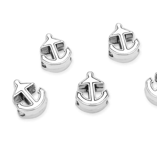MEC-F6 Perlen mit Anker-Symbol der Hoffnung und Stärke, großes Loch, lose Perlen (4,5 mm Loch), Antik-Silber, Metall-Abstandshalter für Bastelarbeiten, Schmuckherstellung, 20 Stück von Adabele