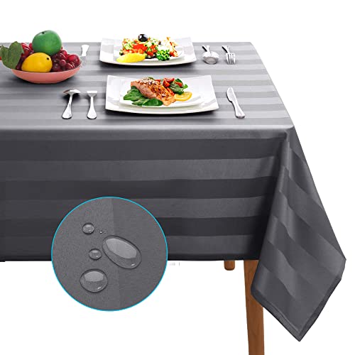 Tischdecke Tischdecken Eckig und Rechteckig Premium Stofftischdecke Wasserdicht Abwischbar Tischdecken - Abwaschbar Lang Tischdecken Extra Groß (Dunkelgrau, 137 x 274 cm (Rechteckig)) von Adalex Global