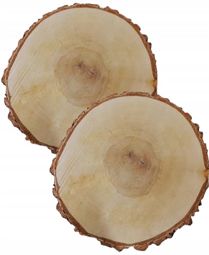 Birkenholzscheibe für DIY-Projekte & Dekoration – unbehandelt, gereinigt, naturbelassen, mit Rinde – ideal für Basteln, Gravieren, Hochzeiten & Wohnaccessoires (2er pack), 32-37cm 4cm von AddEco