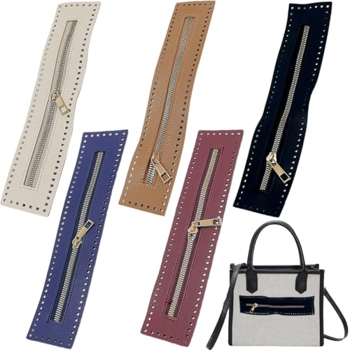 5 Stück PU-Leder Reißverschluss Leder Nähen Reißverschlüsse PU Leder Tasche Reißverschluss Geldbörse Schwarz Handtasche Nähen Reißverschlüsse Rahmen mit Loch Bulk Verschluss für DIY Geldbörse Nähen von AddLotLot