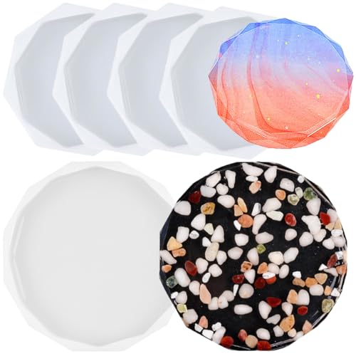 5 Stück Untersetzer-Formen, runde Geode, Diamant-Rand, Kristall-Untersetzer, Silikonform, Harzuntersetzer, Silikonformen, Epoxidharz, Formen, DIY, Kunst, Handwerk, Tassenmatten für DIY, Kunstharz 5 Stück Untersetzer-Formen, runde Geode, Diamant-Rand, Kristall-Untersetzer, Silikonform, Harzuntersetzer, Silikonformen, Epoxidharz, Formen, DIY, Kunst, Handwerk, Tassenmatten für DIY, Kunstharz von AddLotLot