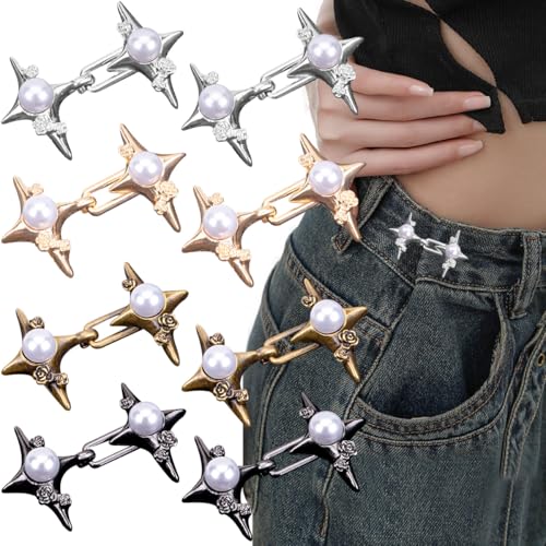 Taillenspanner mit Sternen, verstellbare Taillenstraffer, Perlen, Sterne, Taillenmieder, Clip, abnehmbare Sterne, Jeans-Clip, Schnallen, sofort abnehmbarer Jeansknopf für lose Jeans, Taille, Körper, 8 Taillenspanner mit Sternen, verstellbare Taillenstraffer, Perlen, Sterne, Taillenmieder, Clip, abnehmbare Sterne, Jeans-Clip, Schnallen, sofort abnehmbarer Jeansknopf für lose Jeans, Taille, Körper, 8 von AddLotLot