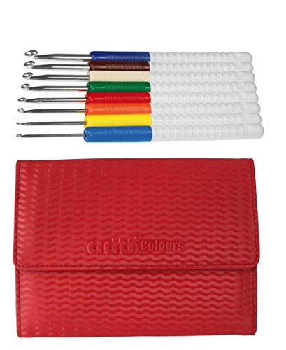 Addi Crochet Hook Case, Aluminium, Red, 2 bis 6mm von Addi