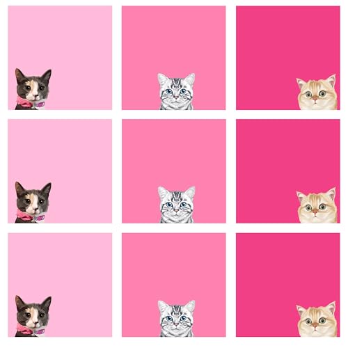 Adeerus 9 Haftnotizen mit Katze, rosa, selbstklebende Notizblöcke, einfache Post-Notizblöcke, niedliche Notizkarte für Katzenliebhaber, Geschenk, Lehrer, Büro und Schulbedarf, 7,6 x 7,6 cm von Adeerus