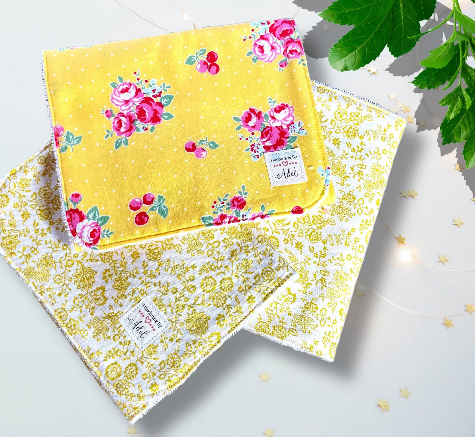 Burp Tuch Set /Gelb Floral Baumwolle & Frottee Set/Burp Rags/Baby Shower Geschenk/Vielseitiges Baby von AdelsQuiltShop