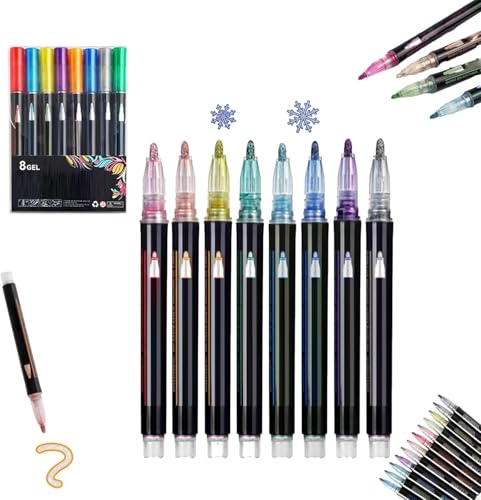 Illuminateupon Marker für Highlight, Illuminateupon Magische Stifte, Double Line Outline Pens, Marker, Metallic Marker Pen für Highlight, Double Line Super Squiggles Metallic Glitter Pens (A) von Aderpmin