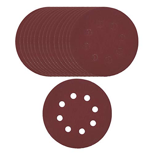 100 pcs 5in 8 Loch Schleifscheiben Schleifscheibenpapier Rundpolierschleifblätter grob mittelgroßer feiner Körnung für Metall Holz Plastik Gummi -Leder -Glasstein 80 180 320 800 (80 mesh) von Adfaga