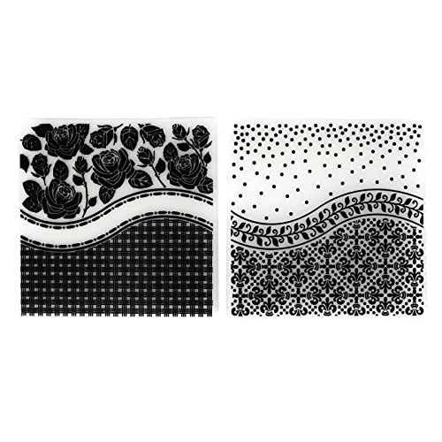 Adfaga Präge Ordner Plastikstruktur Schablonen Papierhandwerk DIY Einladungen Karten machen 2pcs langlebig einzigartiges Design konkav konvexe Wirkung für Sammelhäuse um Umschläge von Adfaga