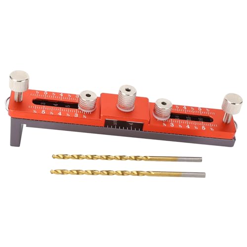 Professionelle Kabinettshardware -Jig -Aluminiumlegierung verstellbarer Höhe des Griffs Lochlokator mit 2 Bohrern für Holzbearbeitung und Schrankinstallation (Orange grau) von Adfaga
