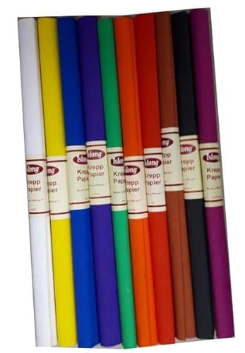 ADINA Krepppapier 10 Rollen 50 x 250 cm sortiert (10 Farben) von Adina