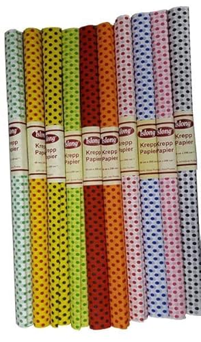 ADINA Krepppapier 10 Rollen 50 x 250 cm sortiert (Punkte) von Adina