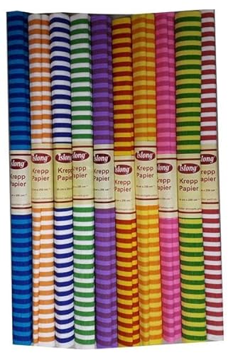 ADINA Krepppapier 10 Rollen 50 x 250 cm sortiert (Streifen) von Adina