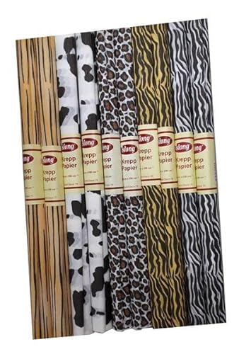 ADINA Krepppapier 10 Rollen 50 x 250 cm sortiert (Tierfell) von Adina