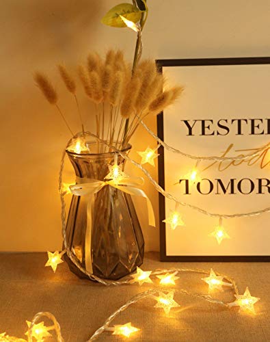 Sterne Lichterketten, 20ft 40 LED batteriebetriebene Lichterketten, 2 Beleuchtungsmodi, dekorativ für Innenbeleuchtung im Freien, Schlafzimmer, Hochzeit, Geburtstag, Valentinstag, Weihnachten Sterne Lichterketten, 20ft 40 LED batteriebetriebene Lichterketten, 2 Beleuchtungsmodi, dekorativ für Innenbeleuchtung im Freien, Schlafzimmer, Hochzeit, Geburtstag, Valentinstag, Weihnachten von Adispotg