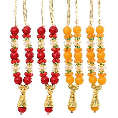 Aditri Creation Set of 4 Mala Artificial Flowers Ribbon Garland Haar Mala for Idol-Mala for God, Indian Traditional Diwali Pooja Sringar Articles Ornament (Size :-4")(Red,Yellow) von Aditri Creation