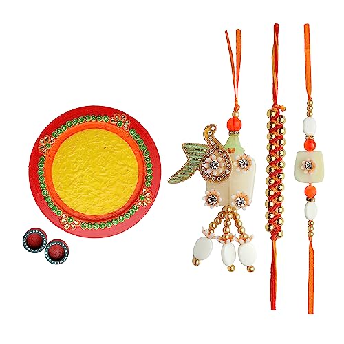 Aditri Creation Yellow Pooja Thali Plate Platter Decorative Wooden Puja Thali with Essential Pooja Articles for Aarti Pooja Rituals Festival New Year Decorations & Home Decor Gifting (Size:- 8") von Aditri Creation