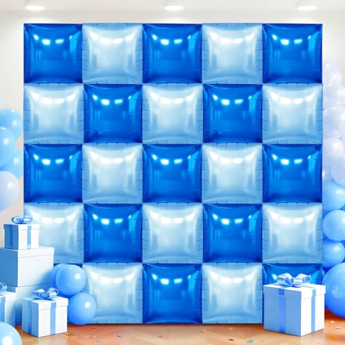 36 Stück dunkelblaue und perlblaue quadratische Folienballon-Wand von Adlbbkiy