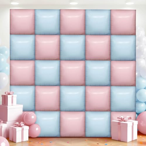 36 Stück hellrosa und hellblaue quadratische Folienballon-Wand 36 Stück hellrosa und hellblaue quadratische Folienballon-Wand von Adlbbkiy
