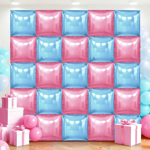 36 Stück rosa und blaue quadratische Folienballon-Wand von Adlbbkiy