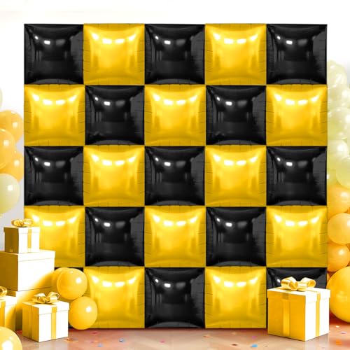 36 Stück schwarze und goldene quadratische Folienballon-Wand 36 Stück schwarze und goldene quadratische Folienballon-Wand von Adlbbkiy
