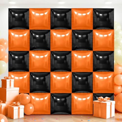 36 Stück schwarze und orangefarbene quadratische Folienballon-Wand 36 Stück schwarze und orangefarbene quadratische Folienballon-Wand von Adlbbkiy