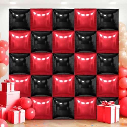 36 Stück schwarze und rote quadratische Folienballon-Wand von Adlbbkiy