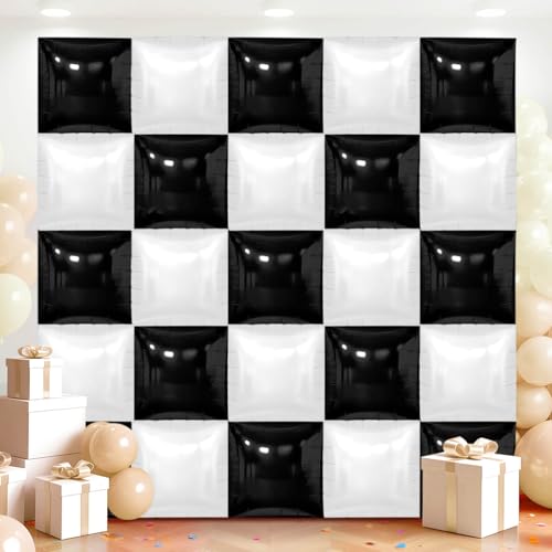 36 Stück schwarze und weiße quadratische Folienballon-Wand 36 Stück schwarze und weiße quadratische Folienballon-Wand von Adlbbkiy