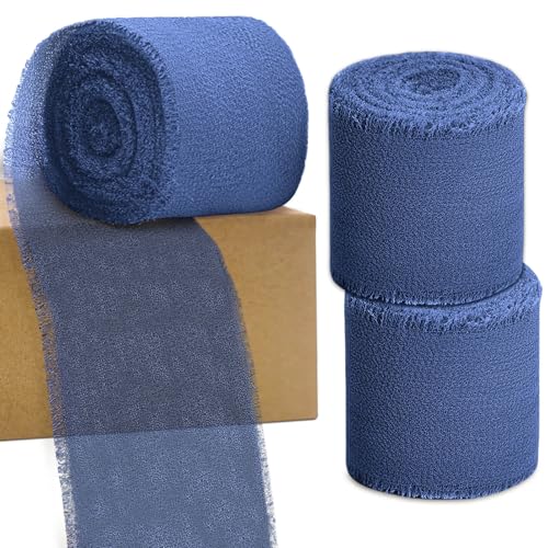 Königsblaues Chiffonband, handgefertigt, Seidensatinband, 3 Rollen, 3,8 cm x 16,4 m, ausgefranste Bänder für Geschenkverpackungen, Halloween, Dekoration, Thanksgiving, Weihnachten, Hochzeit, Brauttag Königsblaues Chiffonband, handgefertigt, Seidensatinband, 3 Rollen, 3,8 cm x 16,4 m, ausgefranste Bänder für Geschenkverpackungen, Halloween, Dekoration, Thanksgiving, Weihnachten, Hochzeit, Brauttag von Adlbbkiy