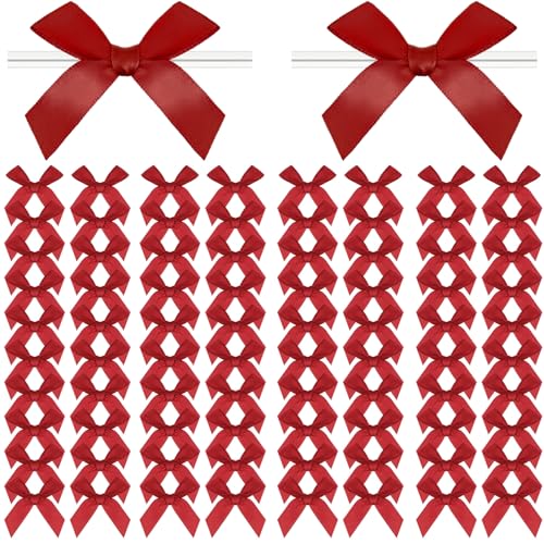 Adodotoe Schleifen für Leckerlibeutel, 100 Stück, vorgefertigte Schleifen, Mini-Band, Geschenkpapier, Schleifen für Geschenkverpackungen, Basteln, Hochzeit, Weihnachten, Rot Adodotoe Schleifen für Leckerlibeutel, 100 Stück, vorgefertigte Schleifen, Mini-Band, Geschenkpapier, Schleifen für Geschenkverpackungen, Basteln, Hochzeit, Weihnachten, Rot von Adodotoe