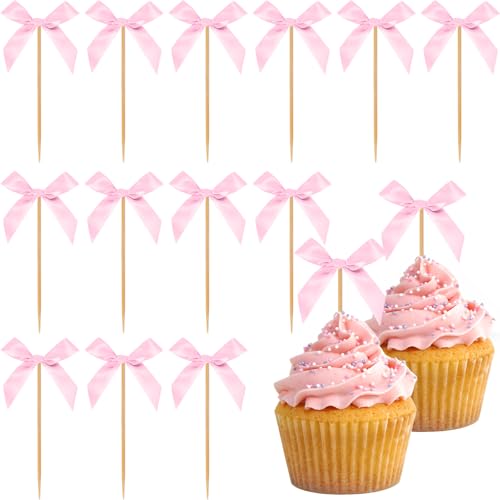 Cupcake-Topper mit rosa Schleife, 40 Stück, Geburtstagsdekorationen, Schleife, Cupcake-Picks für Kokette, Mottoparty, Dekoration, Junggesellinnenabschied, Braut, Verlobung, Hochzeit, Babyparty Cupcake-Topper mit rosa Schleife, 40 Stück, Geburtstagsdekorationen, Schleife, Cupcake-Picks für Kokette, Mottoparty, Dekoration, Junggesellinnenabschied, Braut, Verlobung, Hochzeit, Babyparty von Adodotoe