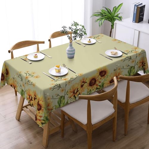 Tischdecke Abwaschbar Rechteckig 140x180cm, Sonnenblume Gartentischdecke Tischdecken Fleckschutz Tischwäsche Wasserdicht Tischtuch für Draußen Esszimmer, Küche, Garten, Party, Hochzeiten，Haushalt von Adolgutty