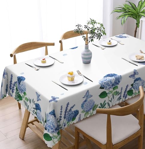 Tischdecke Abwaschbar Rechteckig 150x220cm, Herbst Tischdecke Outdoor Hortensien Tischdecke Fleckschutz Pflegeleicht Wasserdicht Tischtuch für Küche, Esstisch, Couchtisch, Party, Garten von Adolgutty