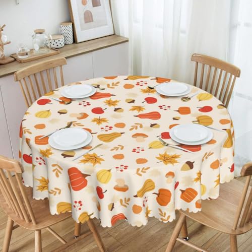 Tischdecke Abwaschbar Rund 150cm Herbst Tischdecke Ahornblatt Outdoor Tischdecke Fleckschutz Pflegeleicht Wasserdicht Tischtuch für Küche, Esstisch, Couchtisch, Party, Garten von Adolgutty