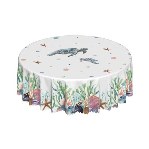 Tischdecke Rund 150cm Schildkröten Gartentischdecke Tischdecken,Fleckschutz Abwaschbar Tischwäsche Abwischbare Wasserdicht Outdoor Tischtuch für Draußen Esszimmer, Garten,Party,Hochzeiten,Haushalt von Adolgutty