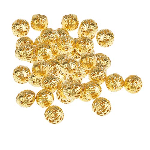 Adoorniequea 100 Stück goldfarbene hohle filigrane Kugeln, 8 mm, Schmuckherstellung, Bastelset Adoorniequea 100 Stück goldfarbene hohle filigrane Kugeln, 8 mm, Schmuckherstellung, Bastelset von Adoorniequea